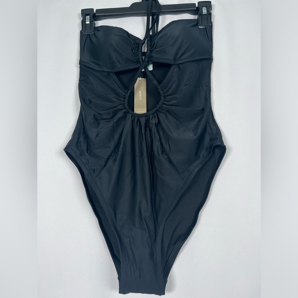 NWT J.Crew Size 6 One Piece  Cut Out Halter Swimsuit In Black - Picture 6 of 10